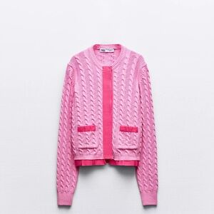 Zara Pink Cable Knit Sweater